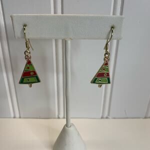 Modern Christmas Tree Dangle Earrings 1" long